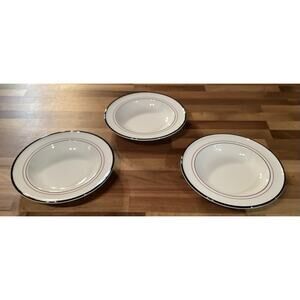 Set Of 3 Primula 9" Soup Salad Striped Rimmed Bowls Italy